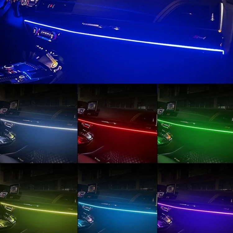 110cm RGB Fiber Optic Ambient Lights for Car Interior Decor, Multicolor Dual Control Strip Light