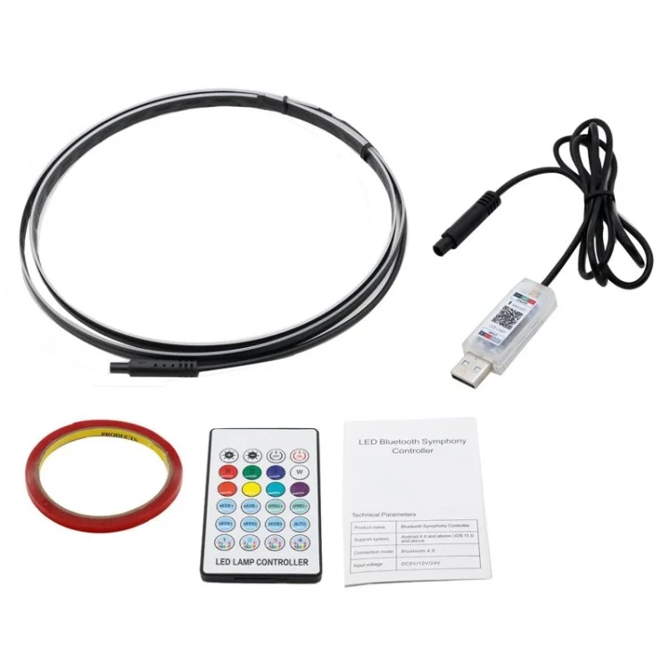 110cm RGB Fiber Optic Ambient Lights for Car Interior Decor, Multicolor Dual Control Strip Light