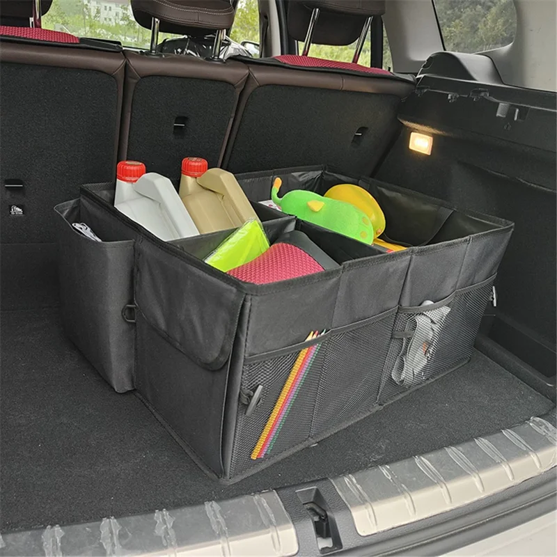 YF-1744A 58x43x27cm 600D Oxford Cloth Car Trunk Organizer Storage Box - Black