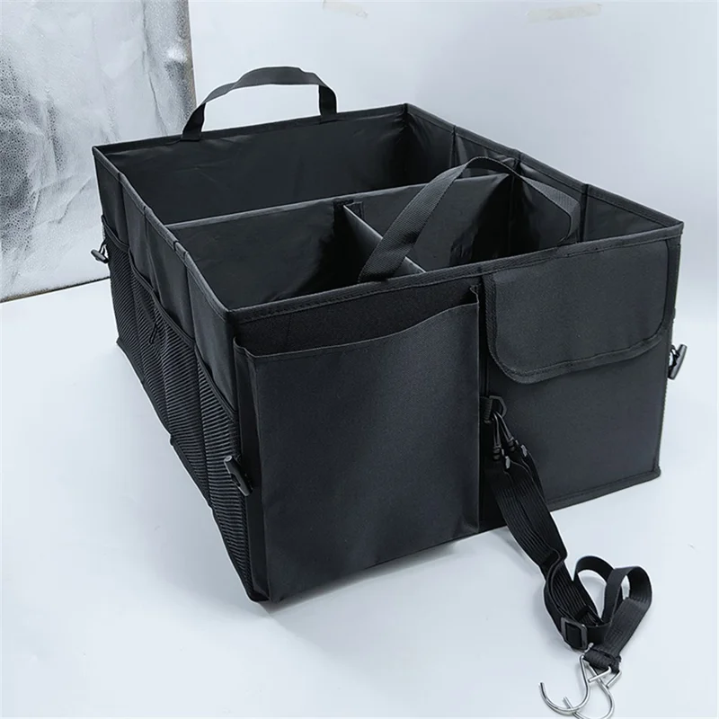 YF-1744A Scatola portaoggetti per bagagliaio auto in tessuto Oxford 600D 58x43x27cm - Beige 