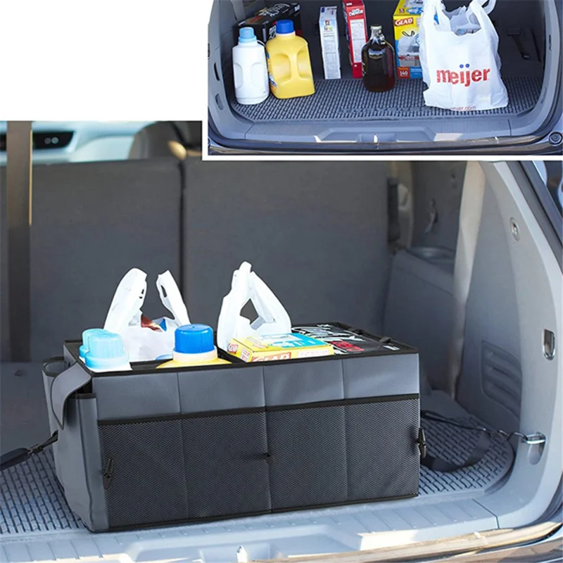YF-1744A Scatola portaoggetti per bagagliaio auto in tessuto Oxford 600D 58x43x27cm - Beige 