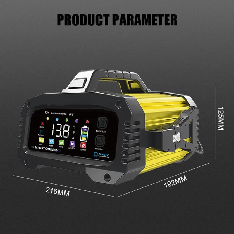 E-FAST TK-2500 25A Max Car Automatic Battery Charger for Lithium LiFePO4 AGM GEL Lead-Acid - US Plug / Red
