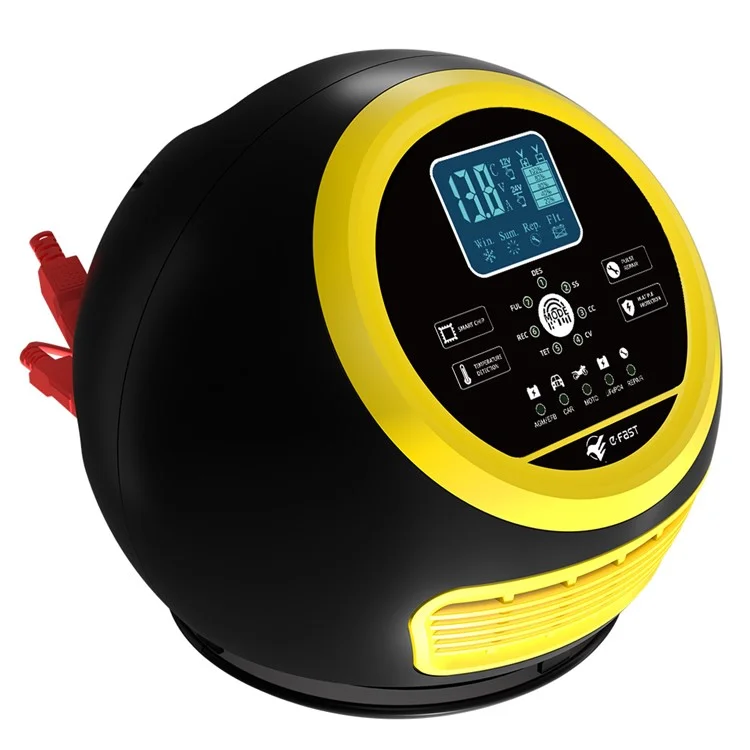 Cargador de batería automático para automóvil con pantalla táctil E-FAST TK-1500 para litio LiFePO4, AGM, GEL, plomo-ácido - Enchufe de EE. UU. / Amarillo