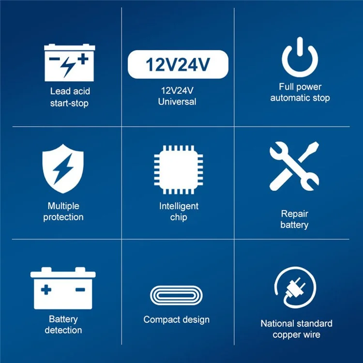 Cargador de batería automático para automóvil con pantalla táctil E-FAST TK-1500 para litio LiFePO4, AGM, GEL, plomo-ácido - Enchufe de EE. UU. / Amarillo