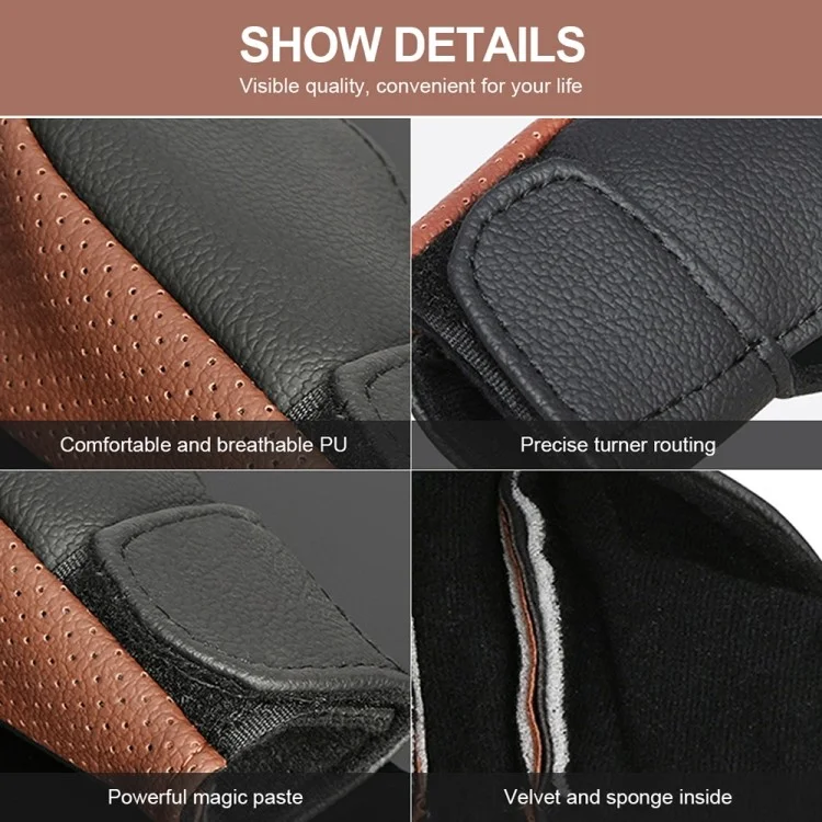 Universal Car Gear Shift Knob Cover Anti-slip PU Leather Protective Cover - Black+Brown