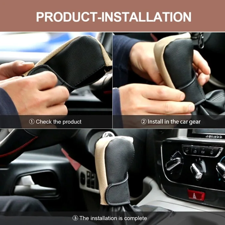 Universal Car Gear Shift Knob Cover Anti-slip PU Leather Protective Cover - Black+Brown