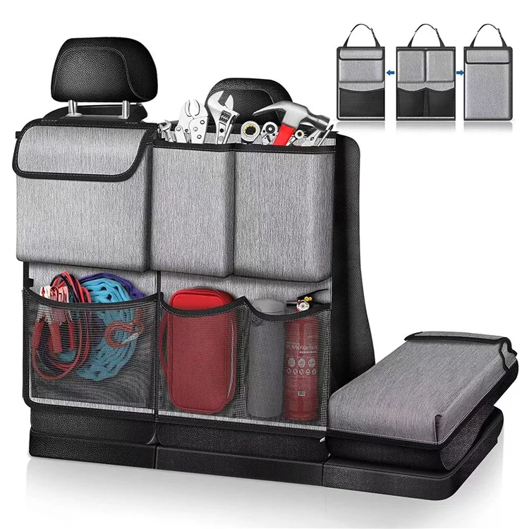 Car Hanging Rear Seat Trunk Storage Bag - Oxford Cloth Hanging Organizer - Grey