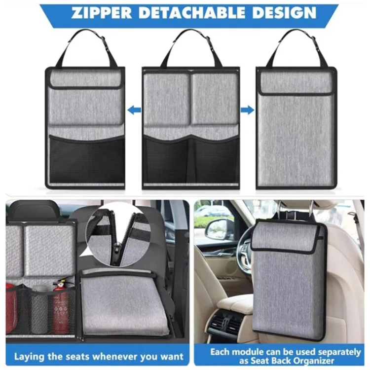 Car Hanging Rear Seat Trunk Storage Bag - Oxford Cloth Hanging Organizer - Grey