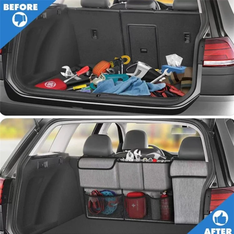 Car Hanging Rear Seat Trunk Storage Bag - Oxford Cloth Hanging Organizer - Grey