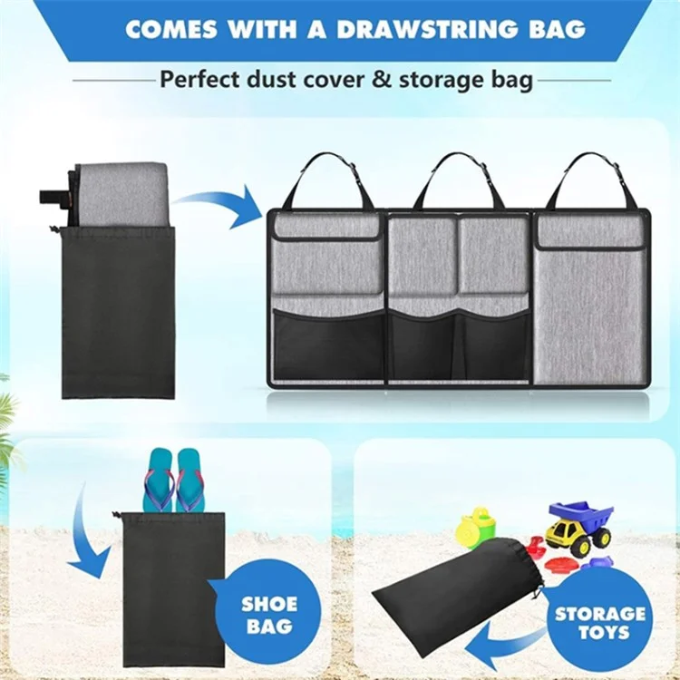 Car Hanging Rear Seat Trunk Storage Bag - Oxford Cloth Hanging Organizer - Grey