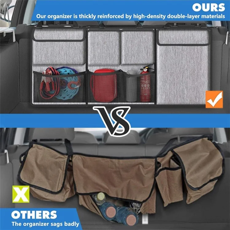 Car Hanging Rear Seat Trunk Storage Bag - Oxford Cloth Hanging Organizer - Grey