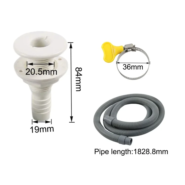 Kit de conexão de tubo de saída de porão A7989 Gray 3/4 polegadas (Grampo de tubo de 19 mm + Tubo corrugado de 6 pés de 19 mm)
