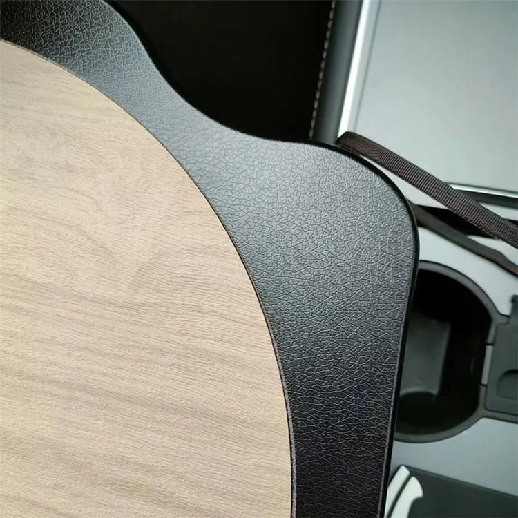 For Tesla Model 3 / Y Wood Grain PU Leather Car Table Board Folding Dining Tray