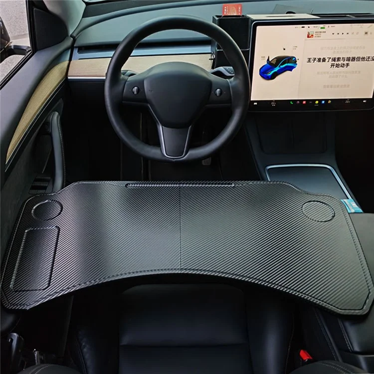 FR-21002 Para Tesla Model 3 / Y Mini Comedor de Coche, Mesa de Bandeja Plegable de 9 mm con 2 Ranuras para Vasos