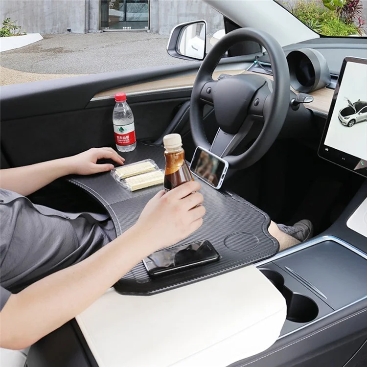 FR-21002 Para Tesla Model 3 / Y Mini Comedor de Coche, Mesa de Bandeja Plegable de 9 mm con 2 Ranuras para Vasos