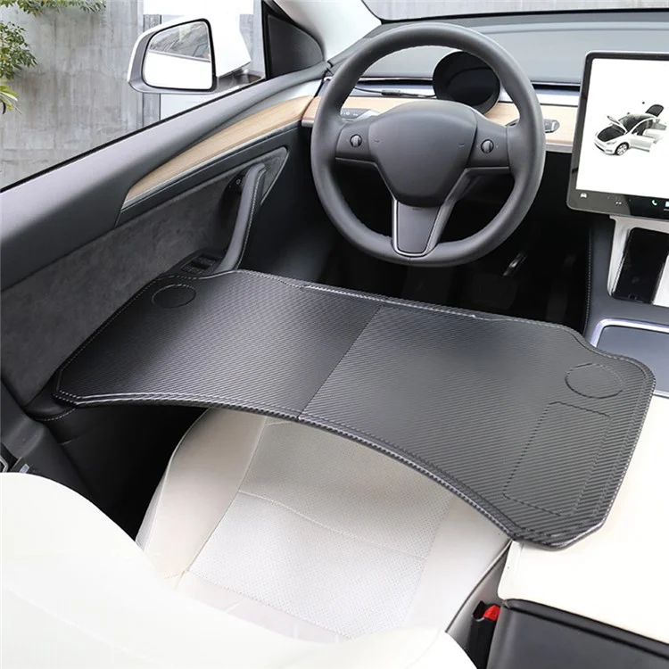 FR-21002 Para Tesla Model 3 / Y Mini Comedor de Coche, Mesa de Bandeja Plegable de 9 mm con 2 Ranuras para Vasos
