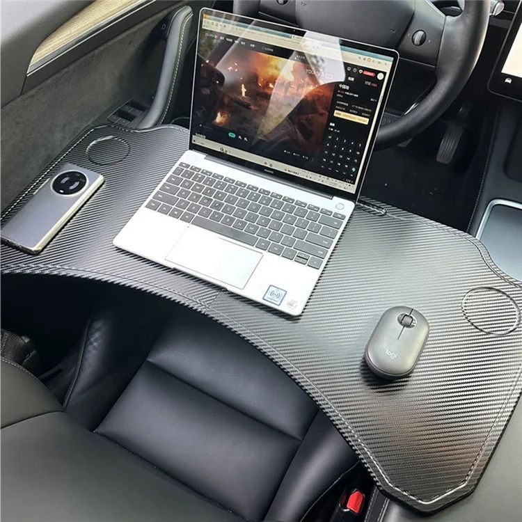 FR-21002 Para Tesla Model 3 / Y Mini Comedor de Coche, Mesa de Bandeja Plegable de 9 mm con 2 Ranuras para Vasos