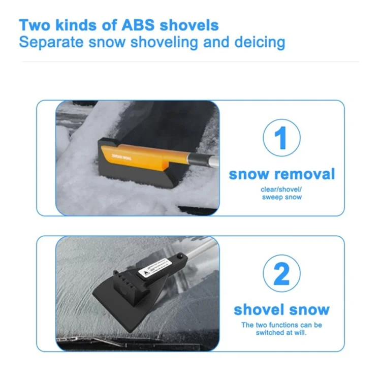 Pá de Neve Telescópica para Carro Defrost Deicing Escova Ferramenta de Limpeza (com Luz)