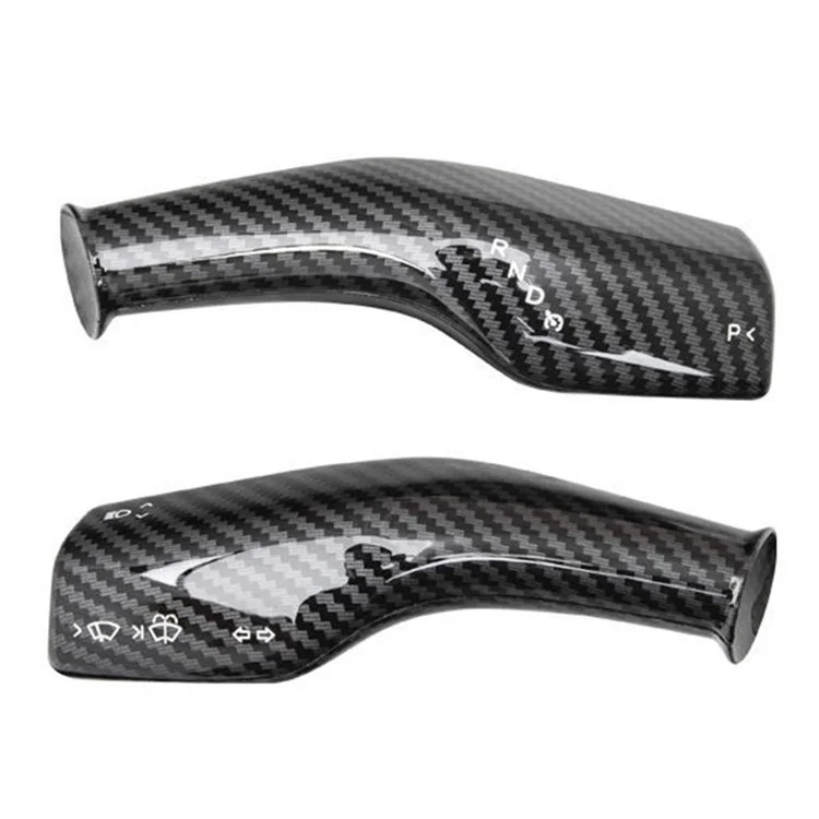 1 Pc For Tesla Model 3 / Y Textura de Fibra de Carbono Cubierta de Palanca de Cambios de Automóvil Incluida Todo Tipo de Montaje a Presión - Fibra de Carbono Brillante+Negro