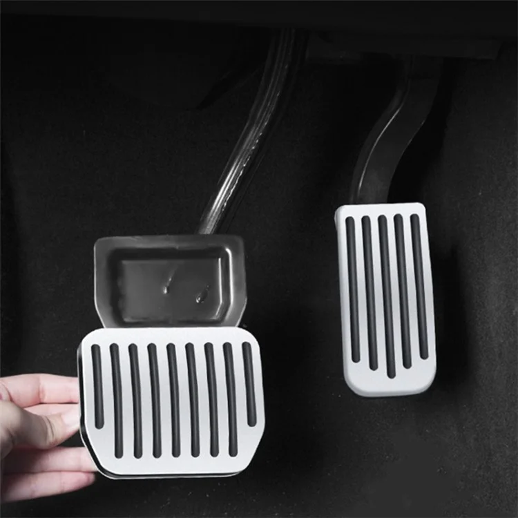 2Pcs For Tesla Model 3 / Y (2023) Snap-on Car Foot Pedal Pads Brake Rest Cover - Silver