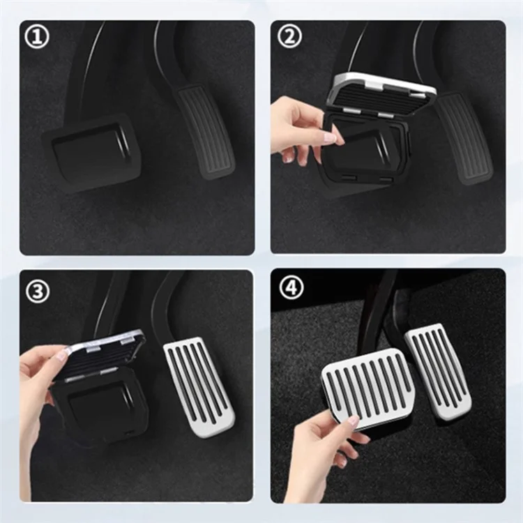 2Pcs For Tesla Model 3 / Y (2023) Snap-on Car Foot Pedal Pads Brake Rest Cover - Silver