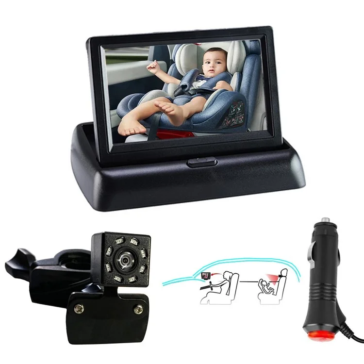 RH-B04 Schermo da 5.0 pollici, telecamera per monitor del bambino per il sedile posteriore dell'auto con angolo di visione di 150 gradi