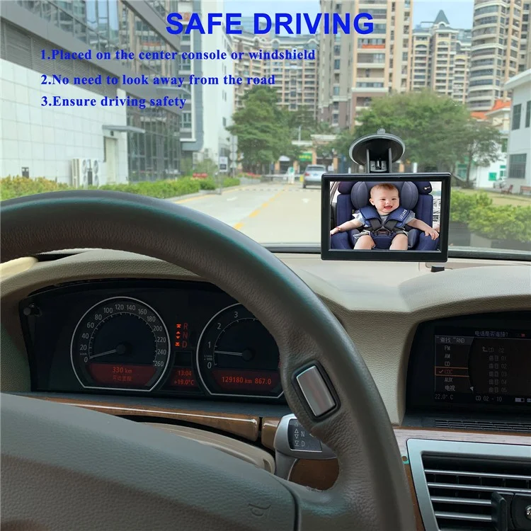 RH-B03 Schermo Display da 5,0 Pollici Monitor Auto Bambino Telecamera per Sedile Posteriore Bambino