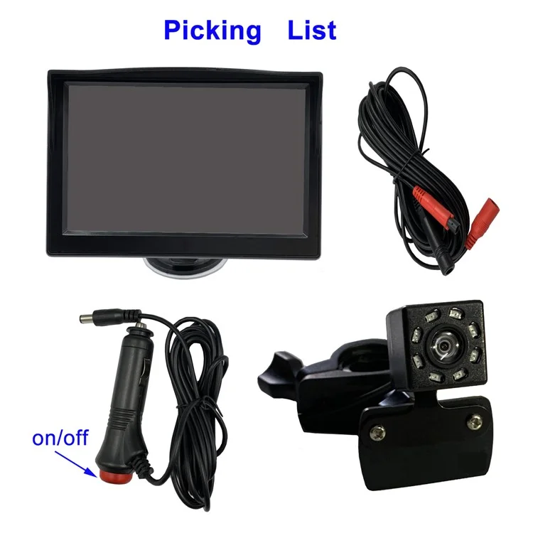 RH-B03 Schermo Display da 5,0 Pollici Monitor Auto Bambino Telecamera per Sedile Posteriore Bambino