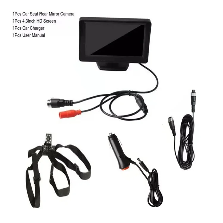 RH-B06 Schermo di sicurezza per bambini da 4,3 pollici Visione notturna impermeabile Telecamera posteriore per auto