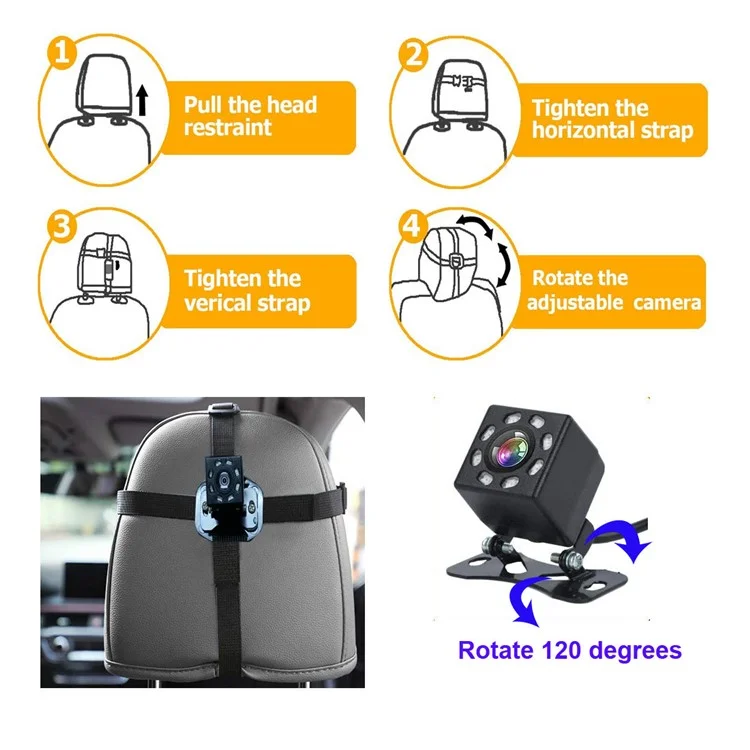 RH-B06 Schermo di sicurezza per bambini da 4,3 pollici Visione notturna impermeabile Telecamera posteriore per auto