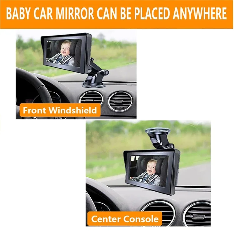 RH-B01 4.3 Pollici 8-LED Baby Safety Monitor Visione Notturna Telecamera per Sedile Posteriore dell'Auto