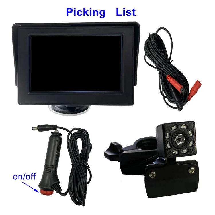 RH-B01 4.3 Inch 8-LED Baby Safety Monitor Night Vision Car Back Seat Camera