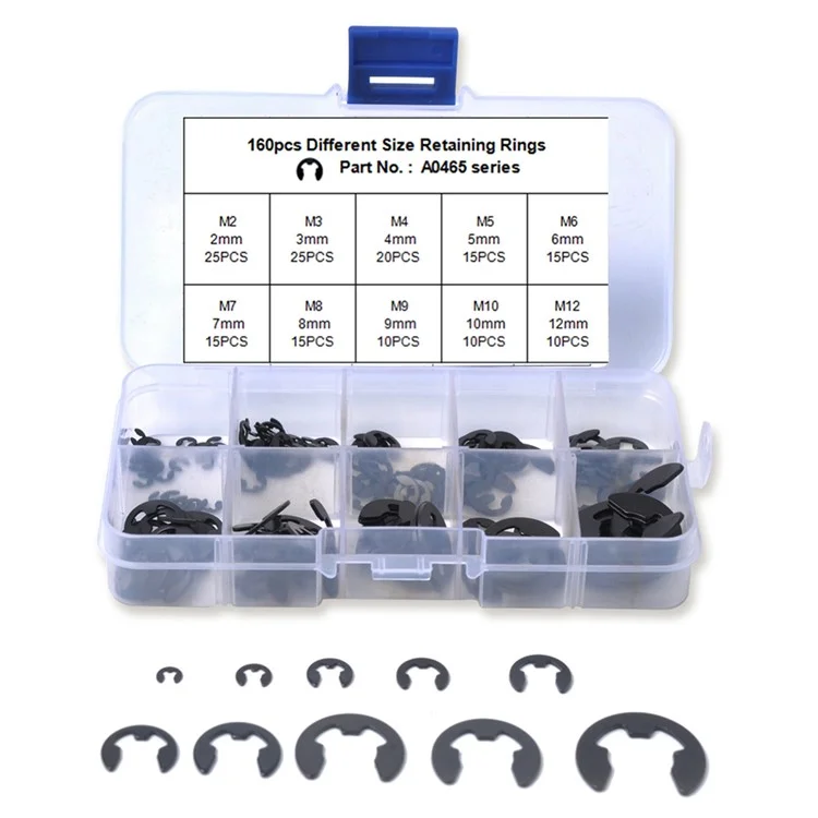 160Stück 2mm-25mm Sicherungsringe für Autos und LKWs, sortierter E-Clip-Sicherungsringsatz