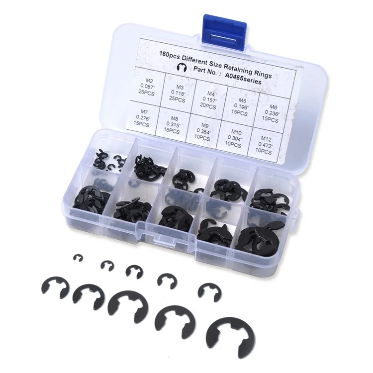 160Stück 2mm-25mm Sicherungsringe für Autos und LKWs, sortierter E-Clip-Sicherungsringsatz