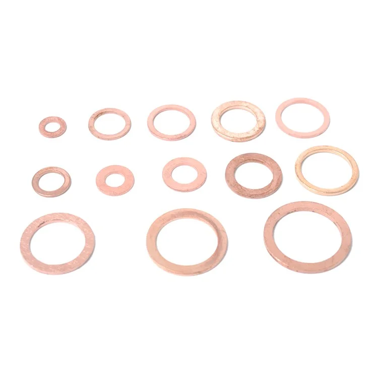 A0394 150Pcs / Set Copper Sealing Washers Flat Rings Gaskets with Plastic Box