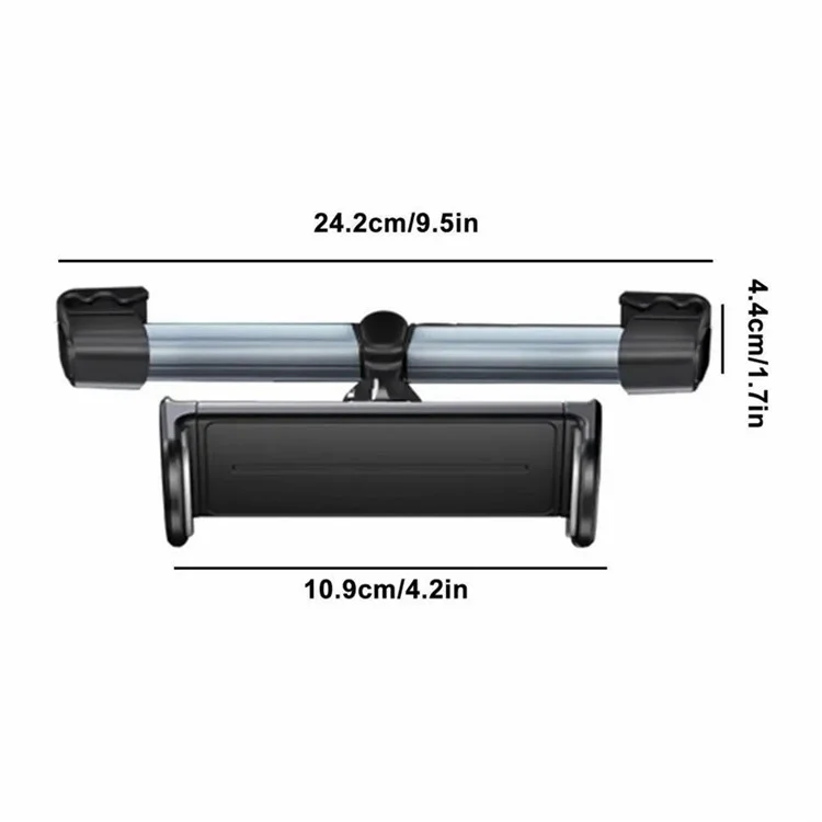 BZ-H5 Car Headrest Backseat Mount Adjustable Telescopic Universal Phone Tablet Car Holder for iPhone 16 / 16 Plus / 16 Pro / 16 Pro Max - Grey