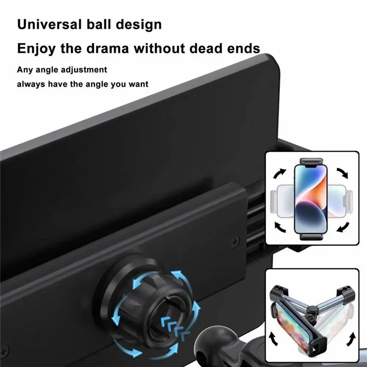 BZ-H5 Car Headrest Backseat Mount Adjustable Telescopic Universal Phone Tablet Car Holder for iPhone 16 / 16 Plus / 16 Pro / 16 Pro Max - Grey