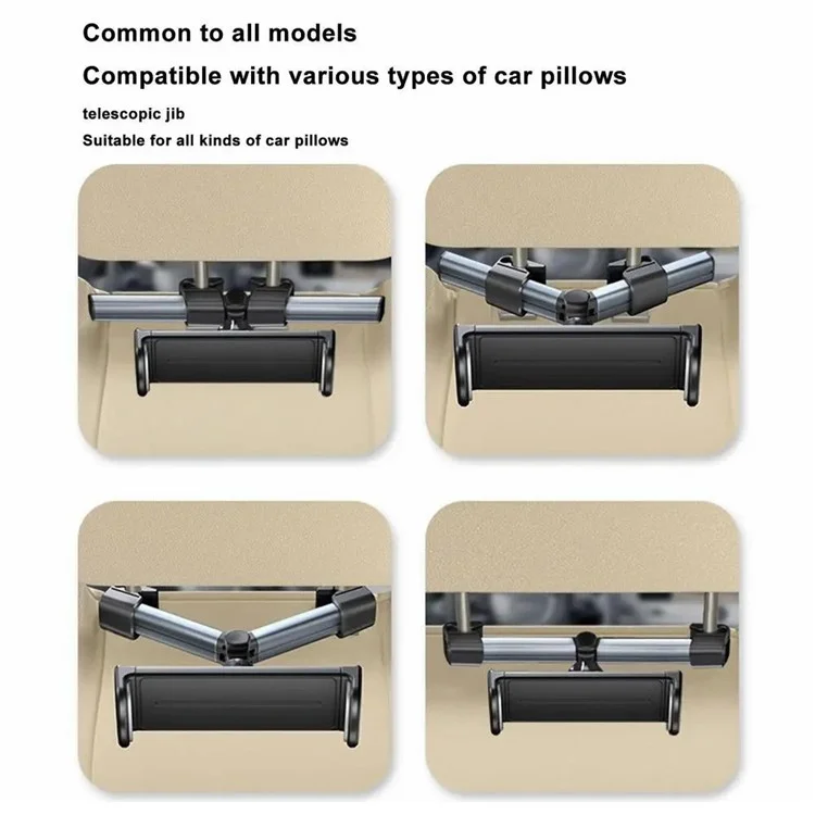 BZ-H5 Car Headrest Backseat Mount Adjustable Telescopic Universal Phone Tablet Car Holder for iPhone 16 / 16 Plus / 16 Pro / 16 Pro Max - Grey
