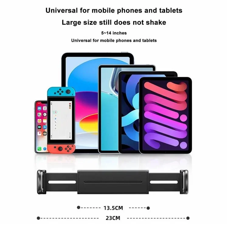 BZ-H5 Car Headrest Backseat Mount Adjustable Telescopic Universal Phone Tablet Car Holder for iPhone 16 / 16 Plus / 16 Pro / 16 Pro Max - Grey