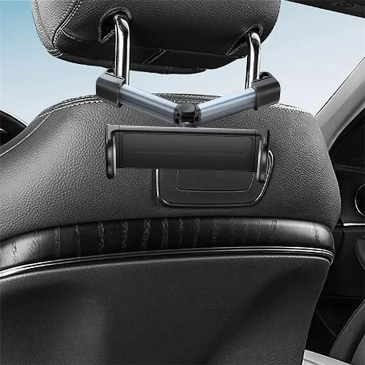 BZ-H5 Car Headrest Backseat Mount Adjustable Telescopic Universal Phone Tablet Car Holder for iPhone 16 / 16 Plus / 16 Pro / 16 Pro Max - Grey