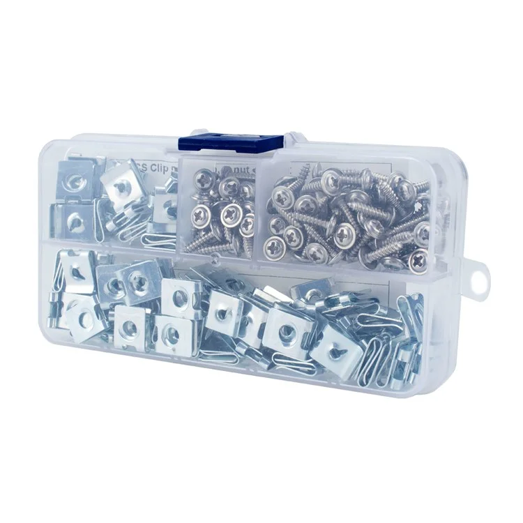 A2749 200Pcs Clip Nut et Vis Autotaraudeuse Assortiment Résistant à la Rouille de Type U
