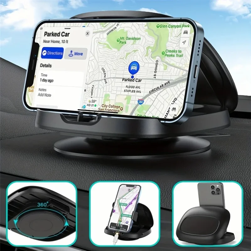 F107 360 Degree Rotating Car Dashboard Mount Adhesive Phone Holder Bracket