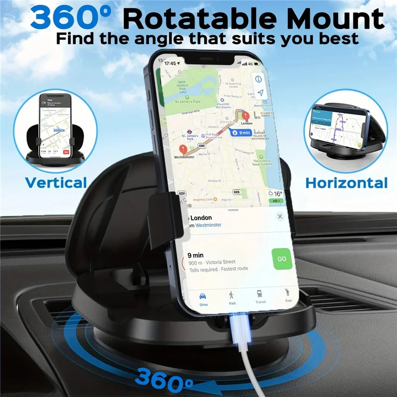 F107 360 Degree Rotating Car Dashboard Mount Adhesive Phone Holder Bracket