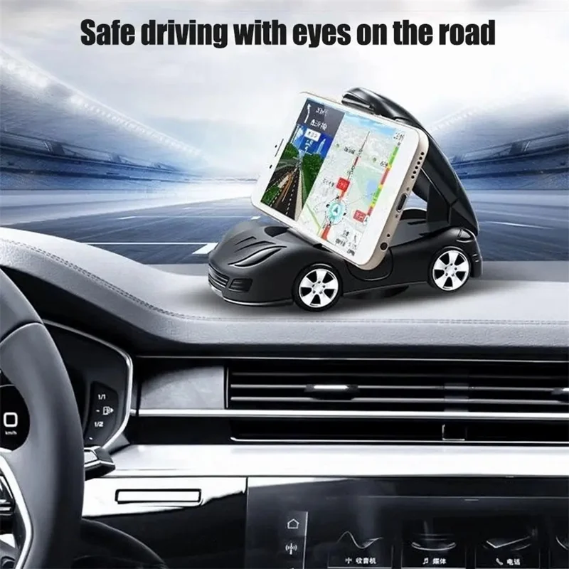 Automotive Decoration Car Model Phone Holder Stand for iPhone 16 / 16 Plus / 16 Pro / 16 Pro Max - Black