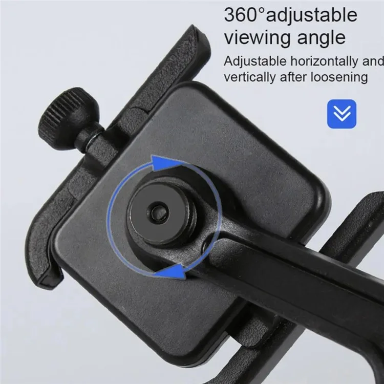 A19 Anti-Shake Metal+Plastic Motorcycle Phone Mount Holder Bracket (Installation On Rearview Mirror) - Black