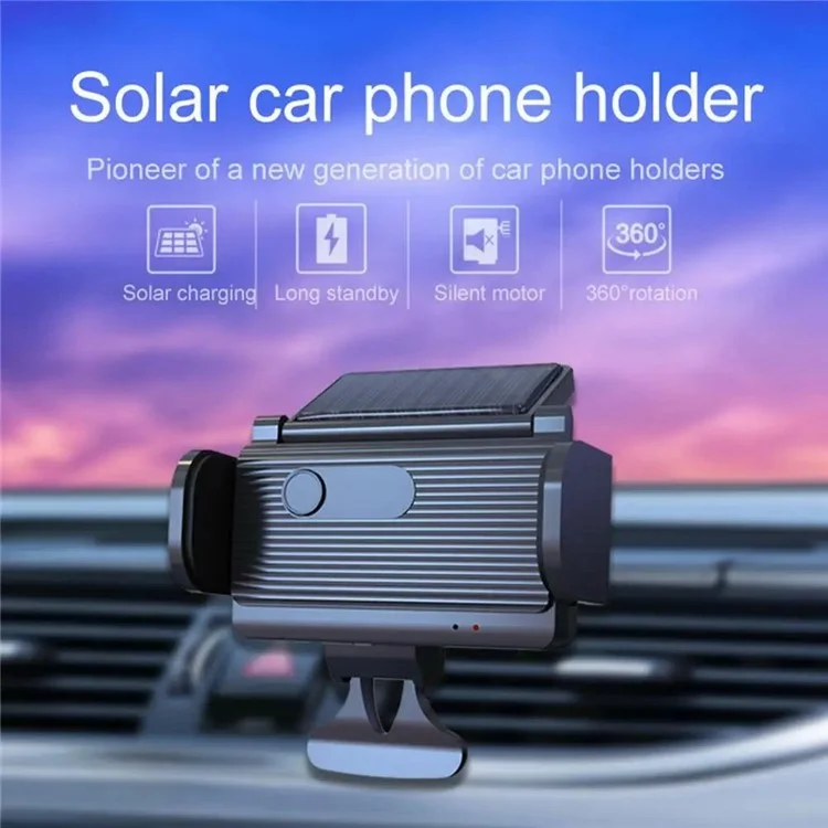 H30 Car Phone Mount Solar Powered Auto-Clamping Brackte Dopting Doster Throwner