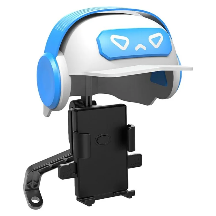 YXY001 Helmet Decor Metal+Plastic Motorcycle Phone Mount Holder (Installation On Rearview Mirror) - White+Blue