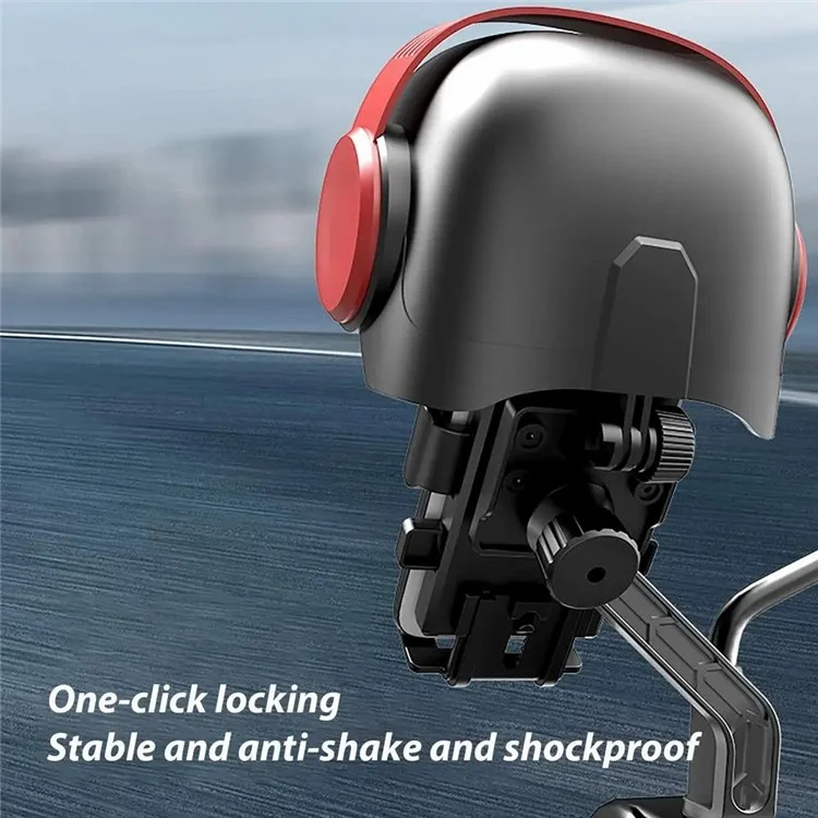 YXY001 Helmet Decor Metal+Plastic Motorcycle Phone Mount Holder (Installation On Rearview Mirror) - White+Blue