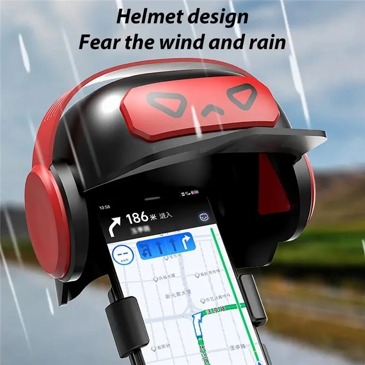 YXY001 Helmet Decor Metal+Plastic Motorcycle Phone Mount Holder (Installation On Rearview Mirror) - White+Blue