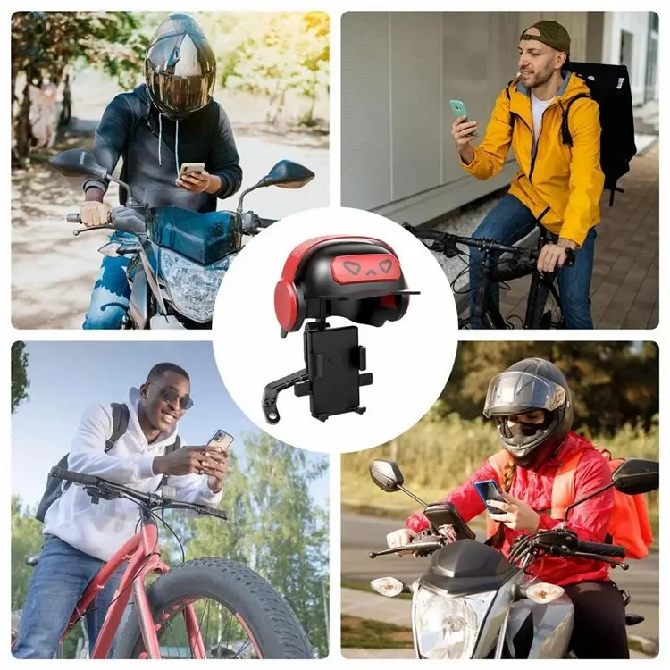 YXY001 Helmet Decor Metal+Plastic Motorcycle Phone Mount Holder (Installation On Rearview Mirror) - White+Blue